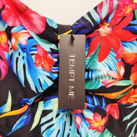 Tempt Me Womens Floral One-Piece Swimsuit Size M Adjustable Straps Multicolor - Picture 9 of 9